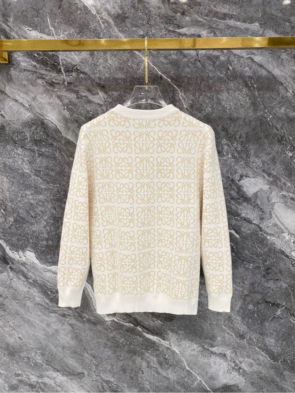 Loewe Cream and Beige Anagram-Jacquard Sweater - Picture 2 of 8